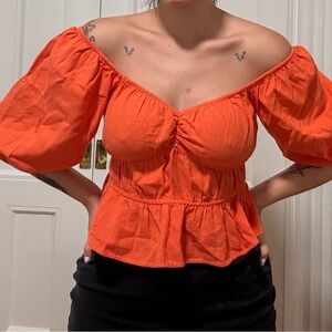 a new day Orange Off-Shoulder Blouse